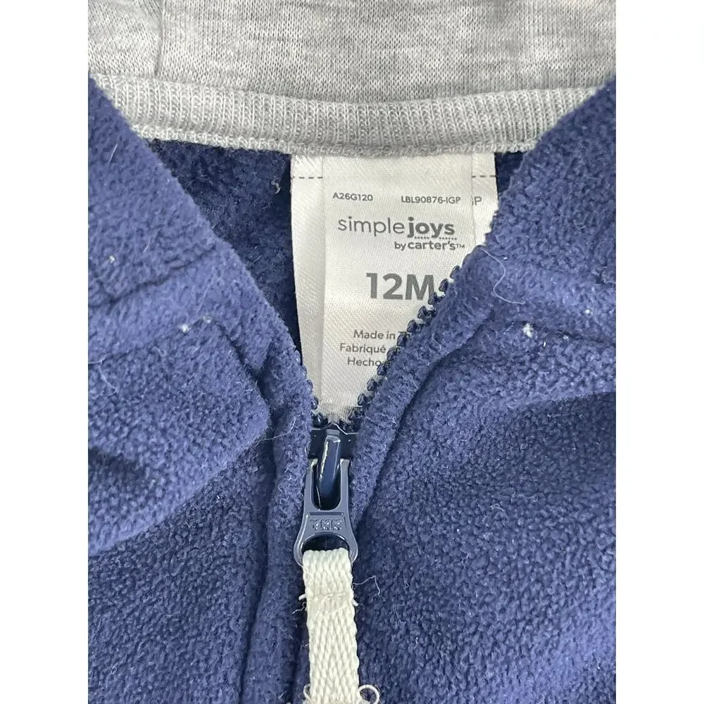 Carter's Simple Joys Gray Navy Blue 2 Full Zip Hoodies Baby Size 12 Months